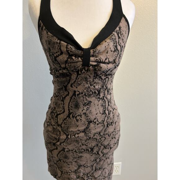90s Halter Dress GUESS Animal Print Snakeskin Lace Up Sexy Bodycon Vintage Y2K S - Picture 8 of 12